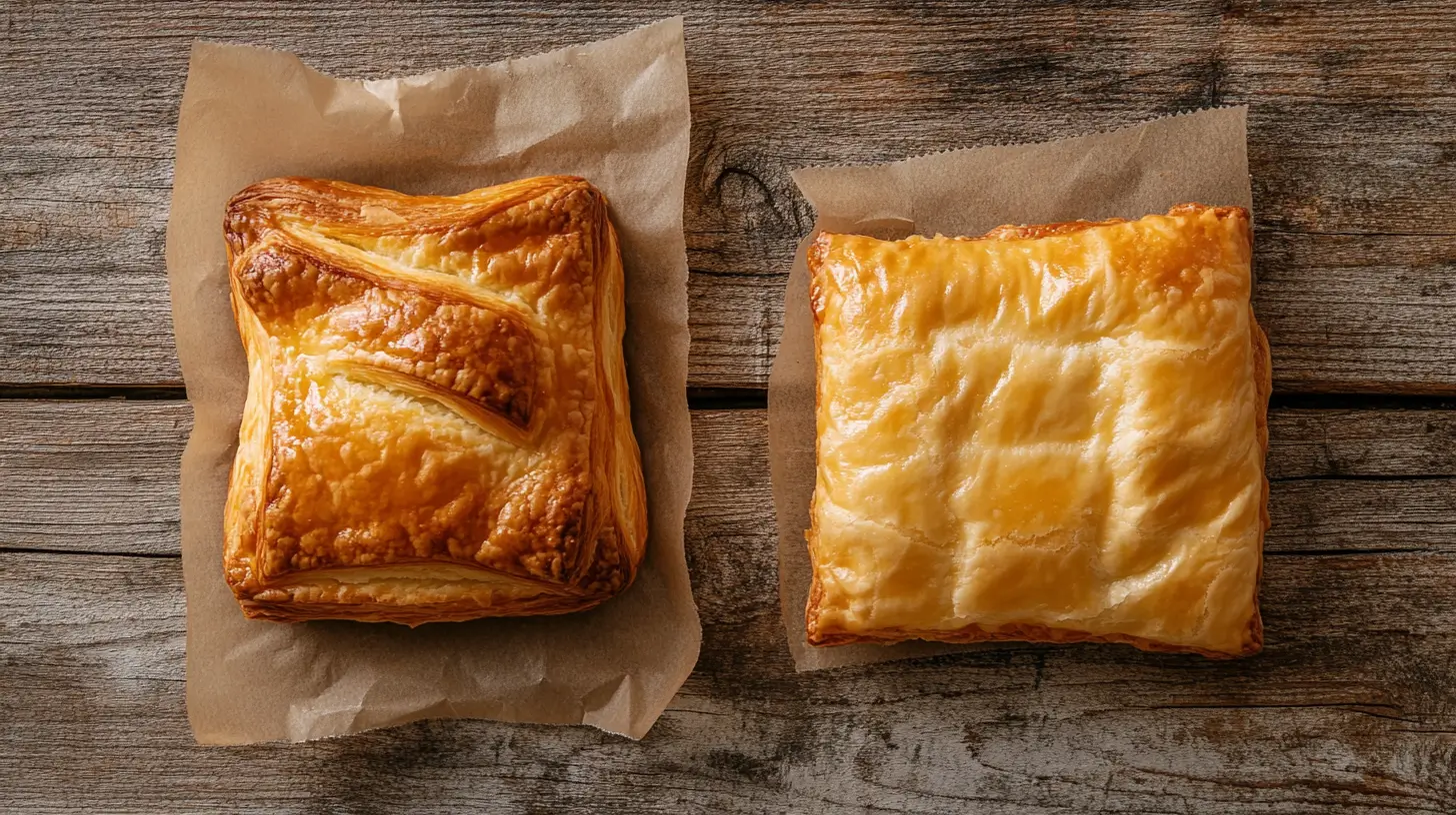 Side-by-side image of crescent rolls and puff pastry.