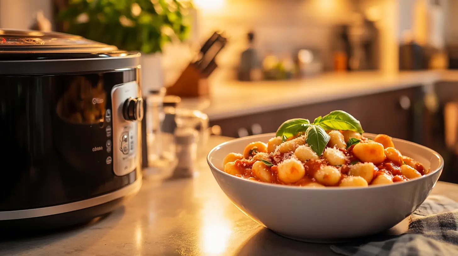 Slow cooker gnocchi dish with creamy tomato sauce