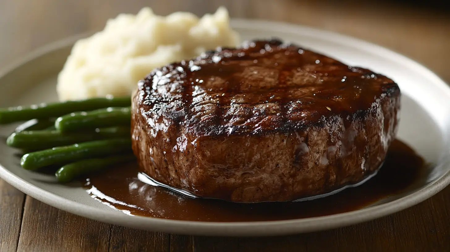 Tender cube steak with gravy and mashed potatoes.